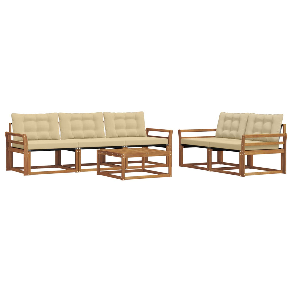 Ensemble de canapés d'extérieur 6 pcs naturel et beige