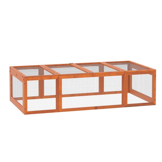 Enclos extérieur lapin bois de sapin 180 x 90 x 48 cm orange toit ouvrant