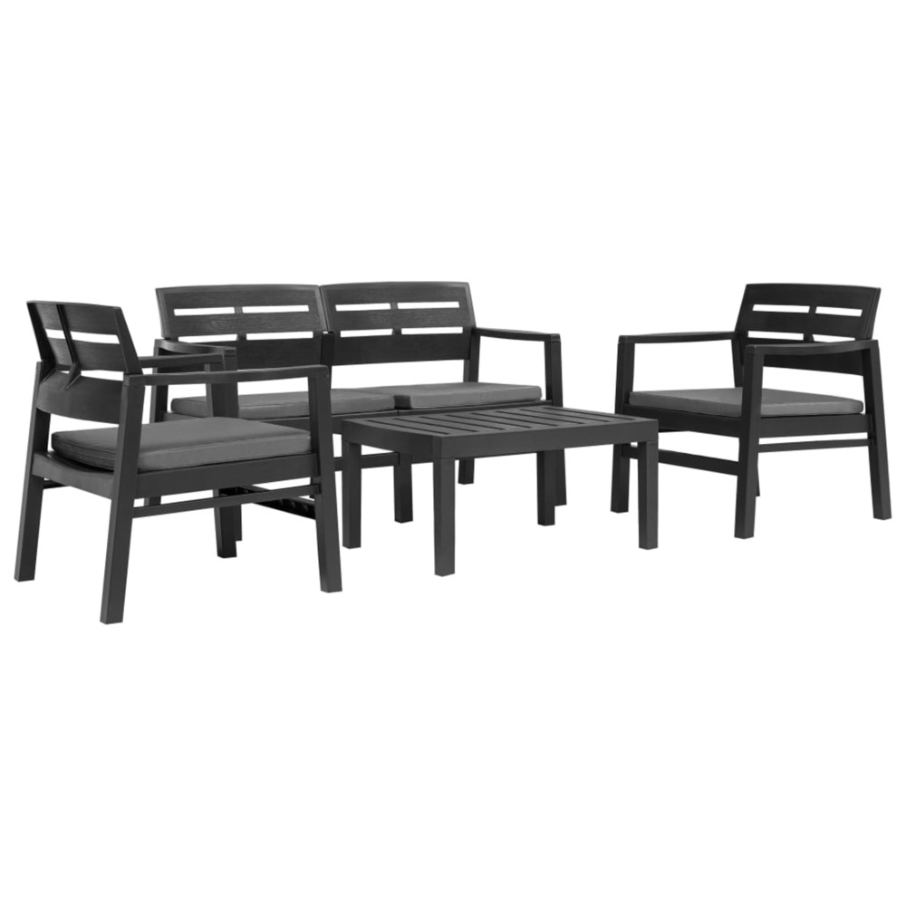 Salon de jardin 4 pcs plastique anthracite