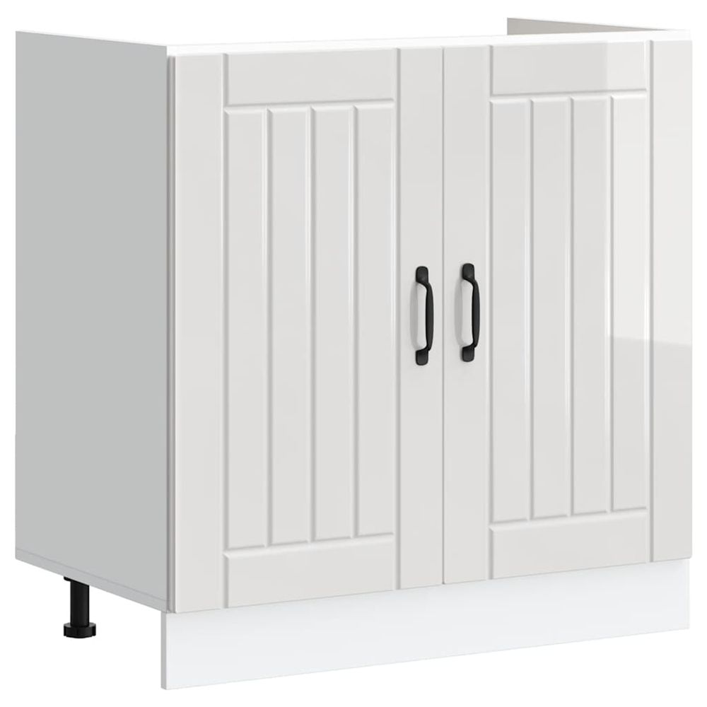 Meuble de base de lavabo lucca blanc brillant bois ingénierie