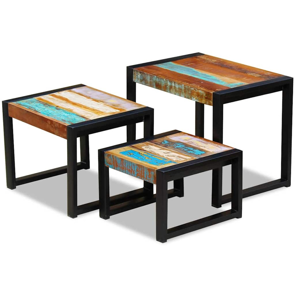 Tables gigognes 3 pcs bois de récupération massif