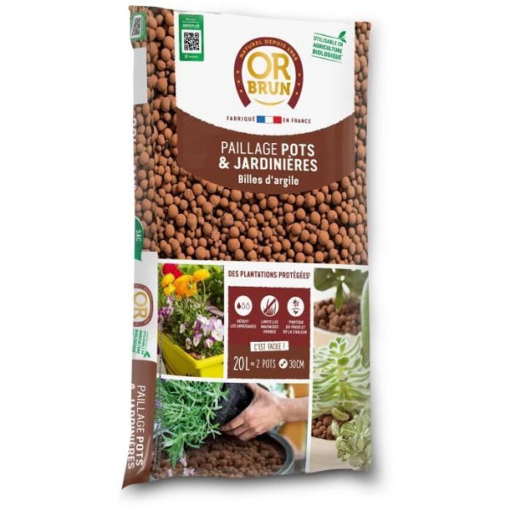 Billes d'argile - - favorise le drainage - aere le sol - conserve l'humidité - 20l
