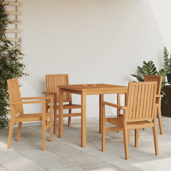 Ensemble à manger de jardin 5pcs bois de teck massif