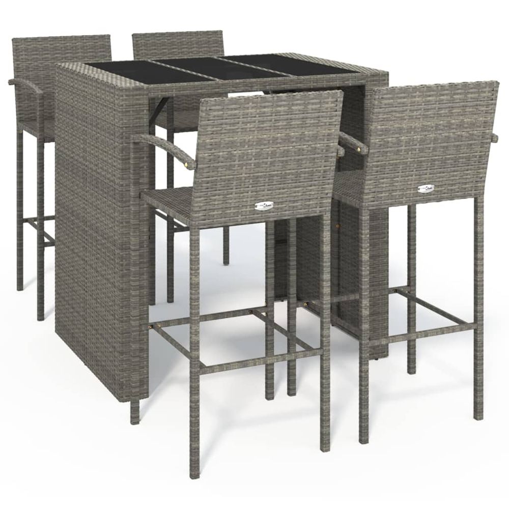 Ensemble de bar de jardin 5 pcs gris résine tressée