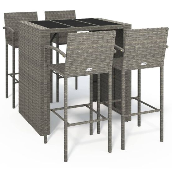 Ensemble de bar de jardin 5 pcs gris résine tressée