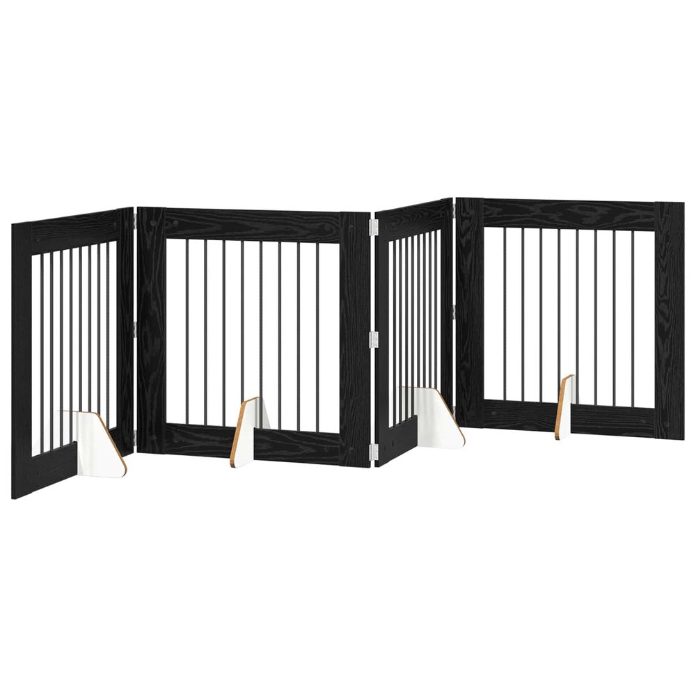Porte de chien pliable avec supports 4 pc chêne noir 321 cm