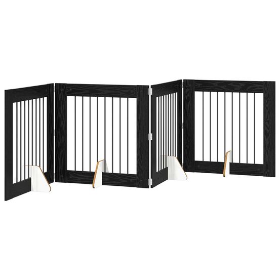 Porte de chien pliable avec supports 4 pc chêne noir 321 cm
