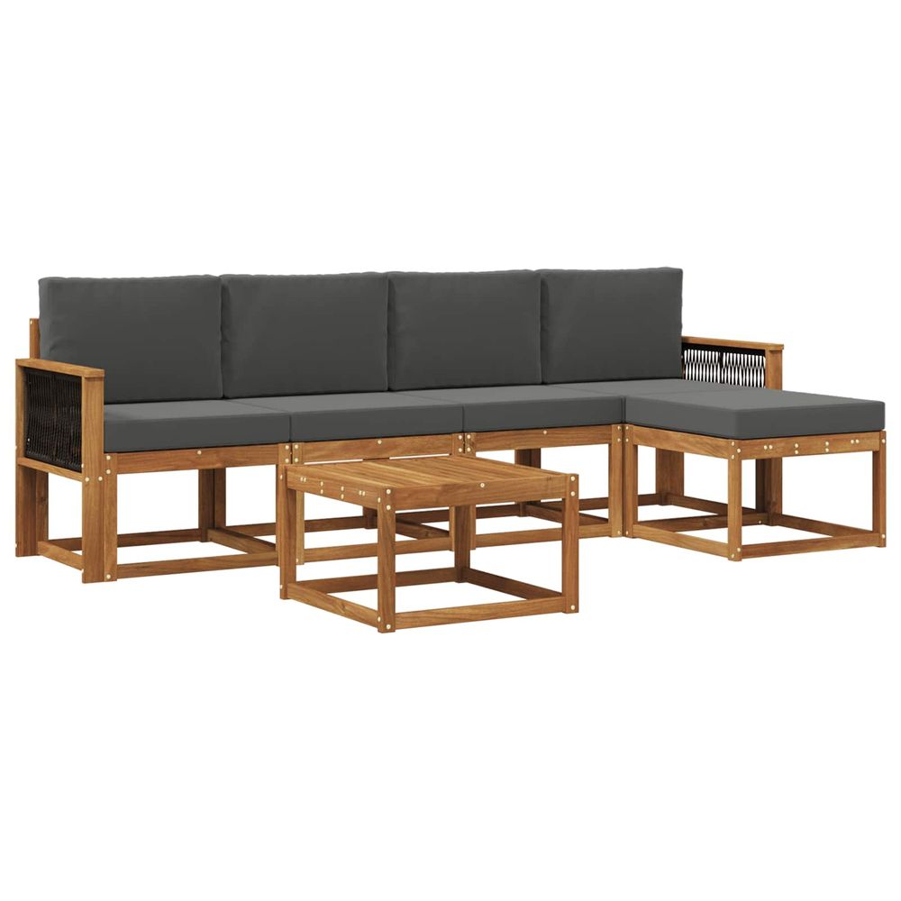 Ensemble de canapés d'extérieur 6 pc naturel et anthracite