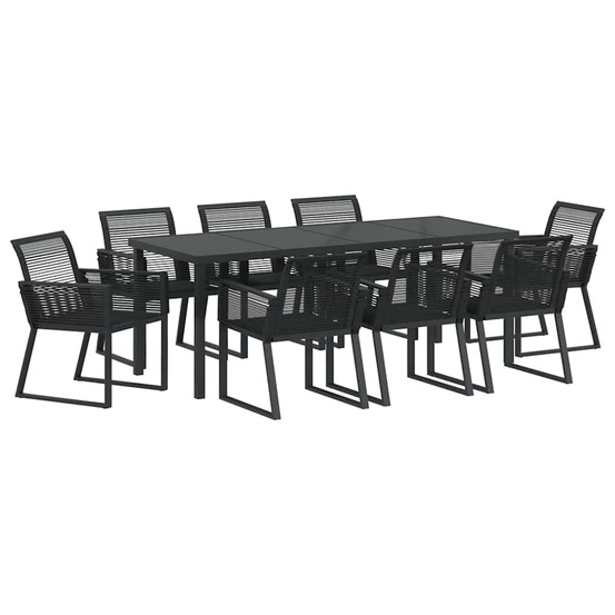 Ensemble de salle à manger pour jardin 9 pcs noir