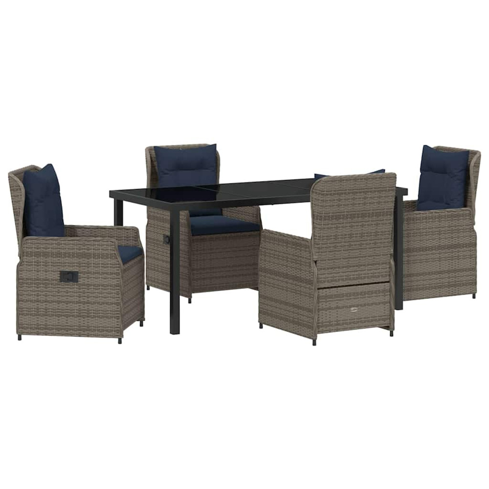 Ensemble de salle à manger pour jardin 5 pcs gris poly rotin