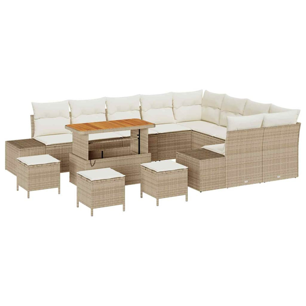 Ensemble de canapé de jardin avec coussin 13 pcs beige et crème
