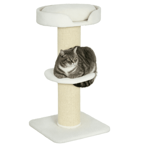 Arbre à chat sisal chats laine poteaux épais griffoirs 45x45x91cm blanc crème