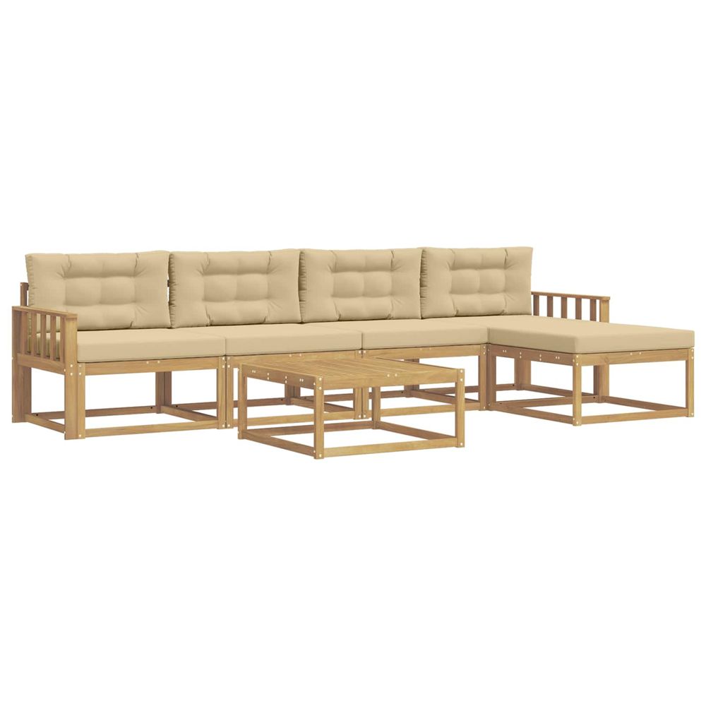 Ensemble de canapés d'extérieur 6 pc blanc et beige polyester