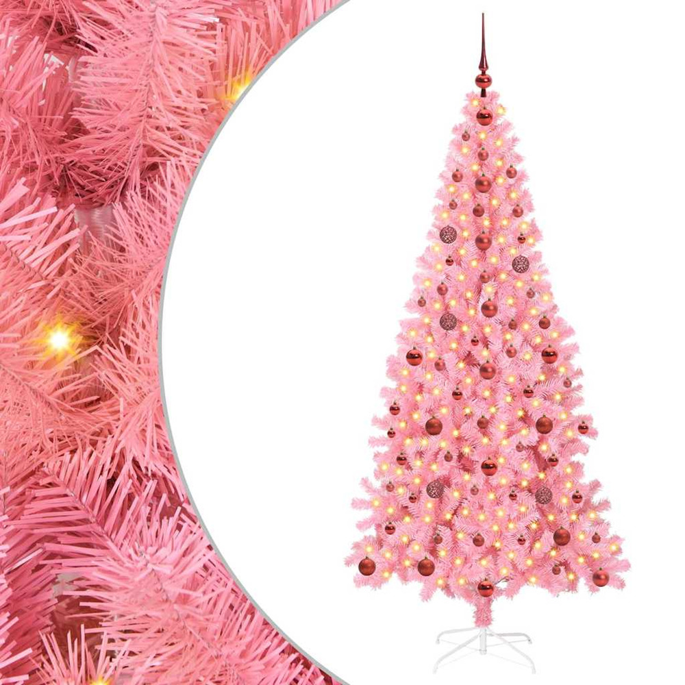 Sapin de noël avec 300 led avec support rose 210 cm pvc