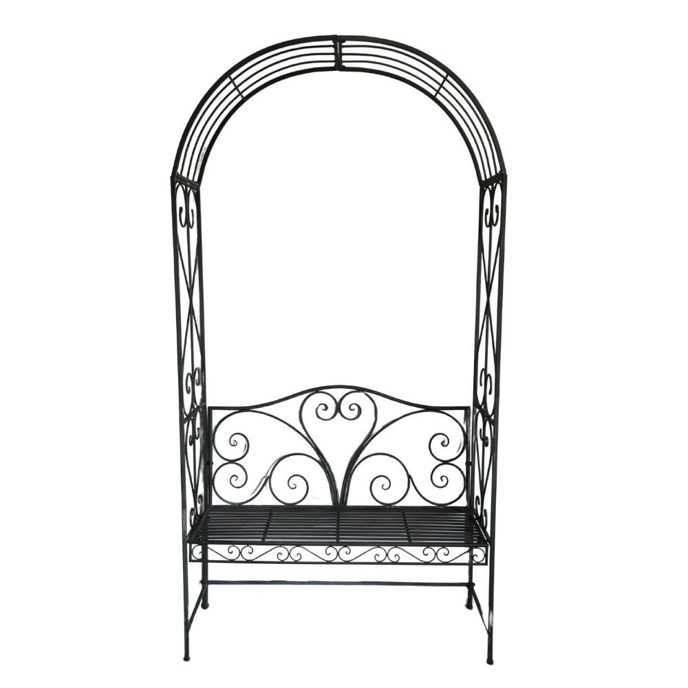 Banc de jardin ancien fauteuil arche fer gris 116 x 47 x 230 cm