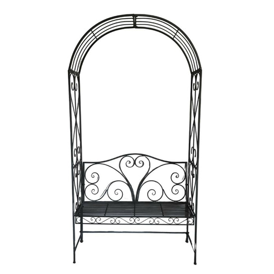 Banc de jardin ancien fauteuil arche fer gris 116 x 47 x 230 cm