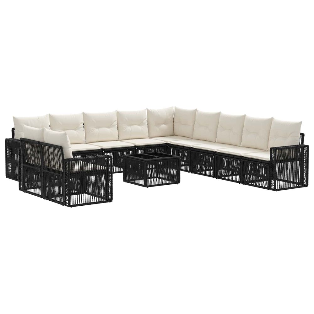 Ensemble de canapé de jardin 12 pc noir et blanc crème