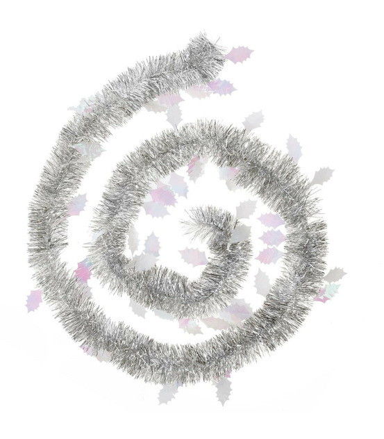 Guirlande de noël large 15 cm déco feuilles de houx longueur 2 mètres