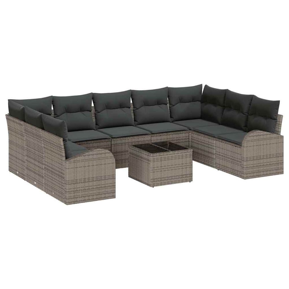 Ensemble de canapé de jardin 10 pc gris polyrotin