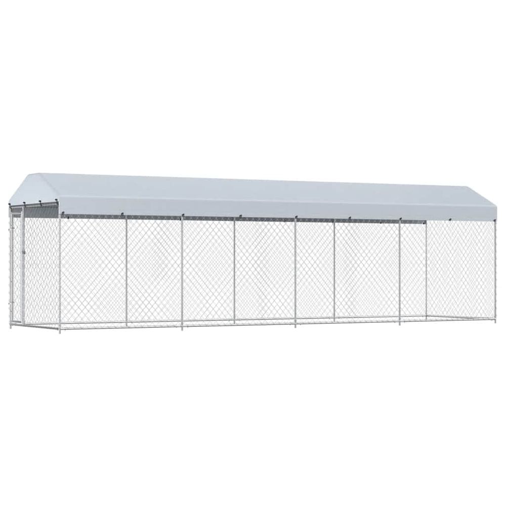 Chenil extra-long avec toit pour chien en acier galvanisé 760x190x225 cm