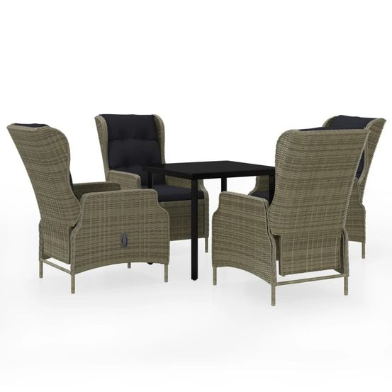 Ensemble à manger de jardin 5 pcs marron
