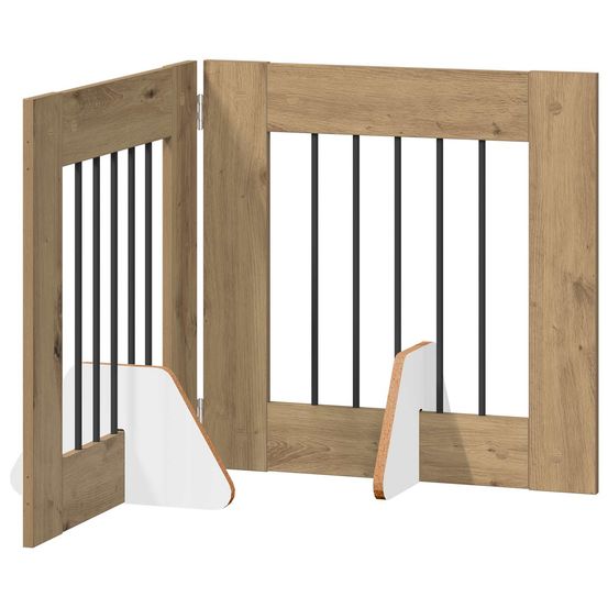 Porte de chien pliable avec supports 2 pc chêne artisanal