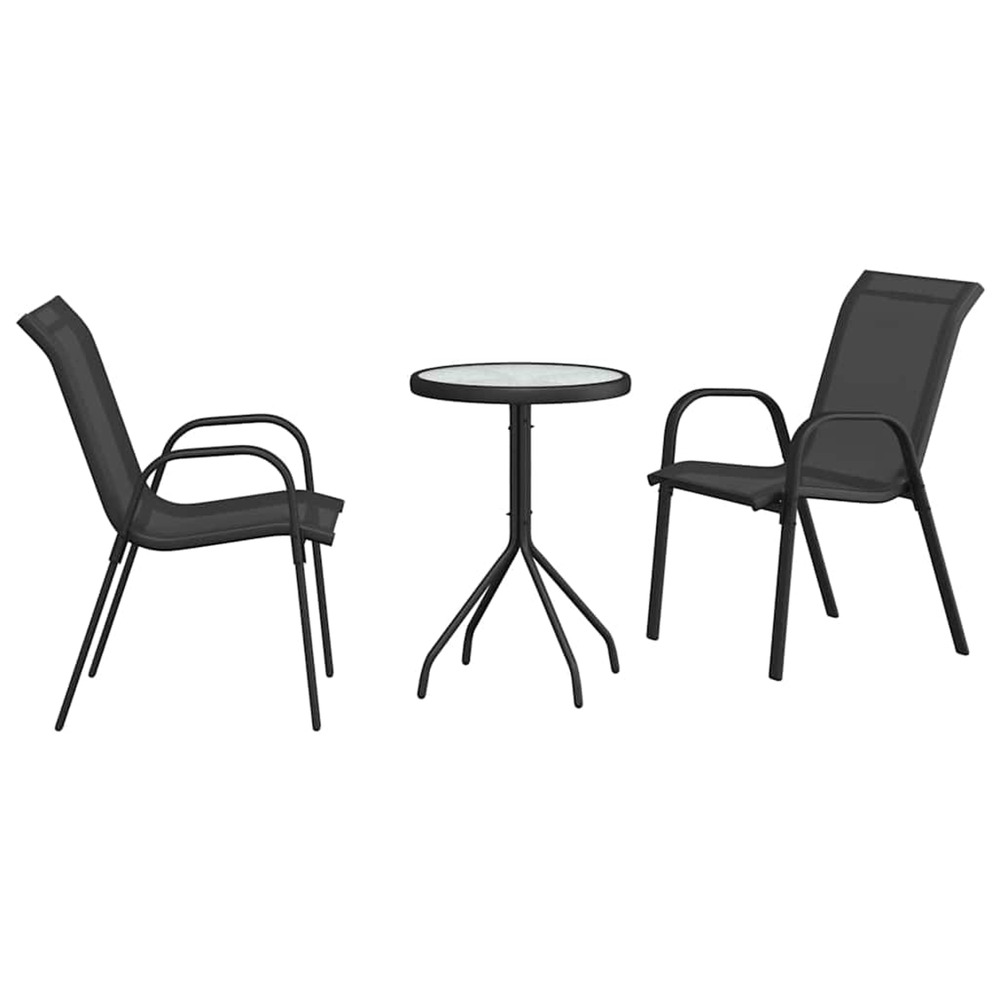 Ensemble bistro de jardin 3 pcs noir acier