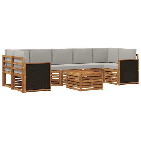 Ensemble de canapés d'extérieur 8 pc naturel et gris clair