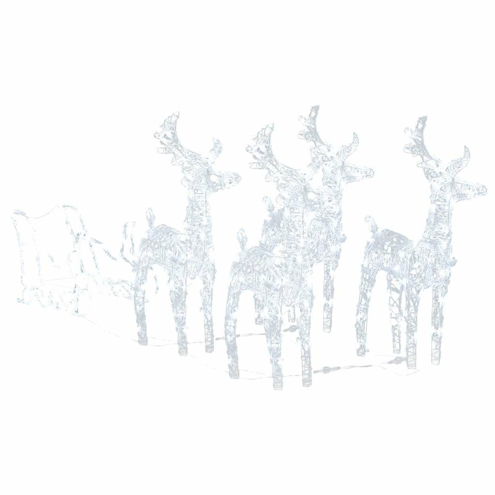 Décoration de noël rennes et traîneau 280x28x55 cm acrylique