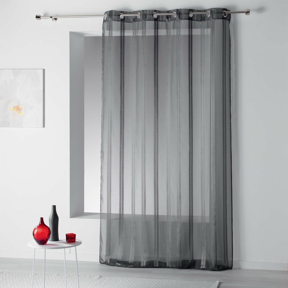 Rideau voile rayures 140 x 260 cm bandas anthracite