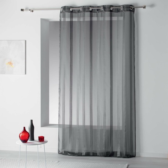 Rideau voile rayures 140 x 260 cm bandas anthracite