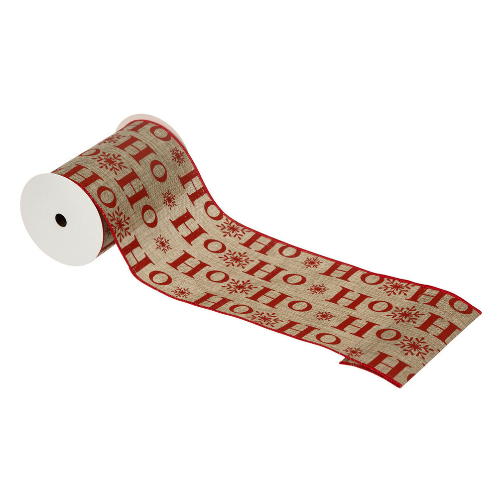 Guirlande de noël ruban imprimé ho ho ho rouge 12 cm x 5 m