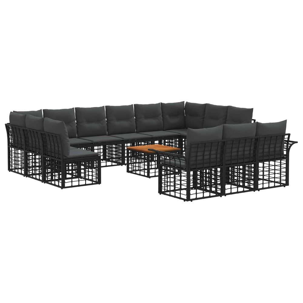 Ensemble de canapés d'extérieur 14 pc noir et gris foncé