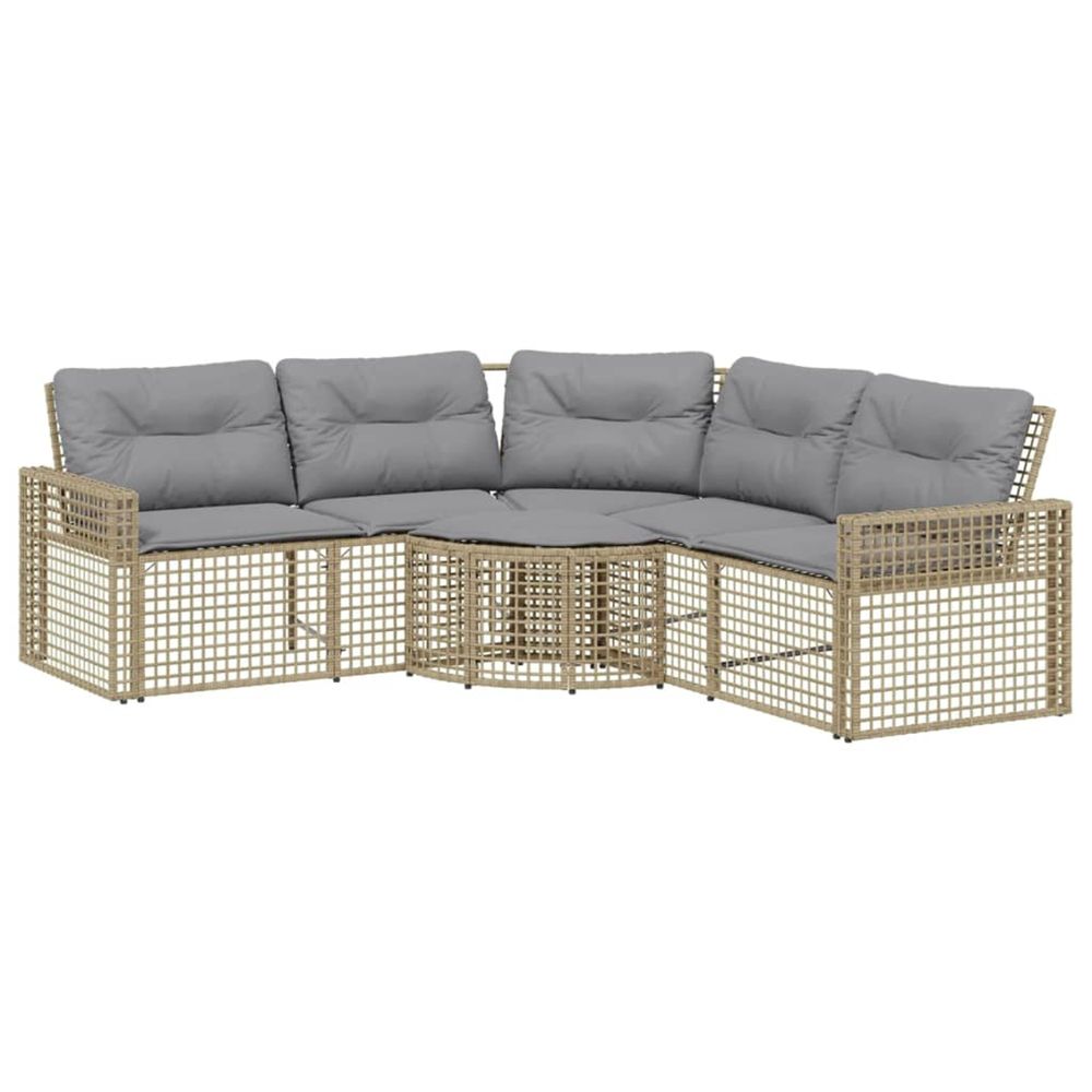 Canapé de jardin et coussins et repose-pied en forme de l rotin