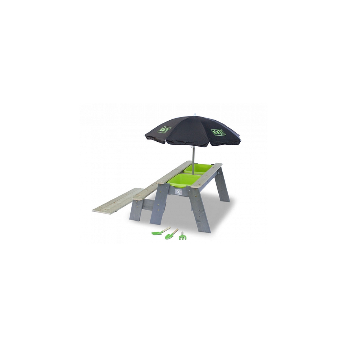 Aksent table à sable, eau et pique-nique +1 banc + parasol + outils jardin