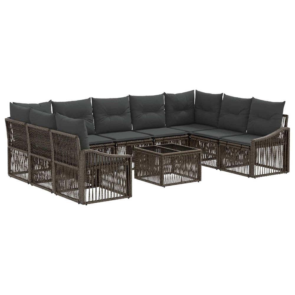 Ensemble de canapé de jardin 10 pc gris polyrotin