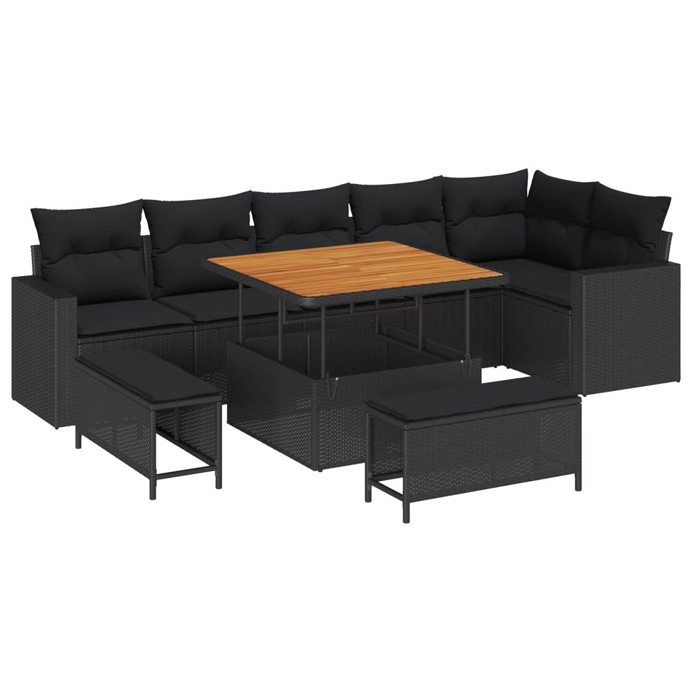 Ensemble de canapé de jardin 9 pc noir polyrotin