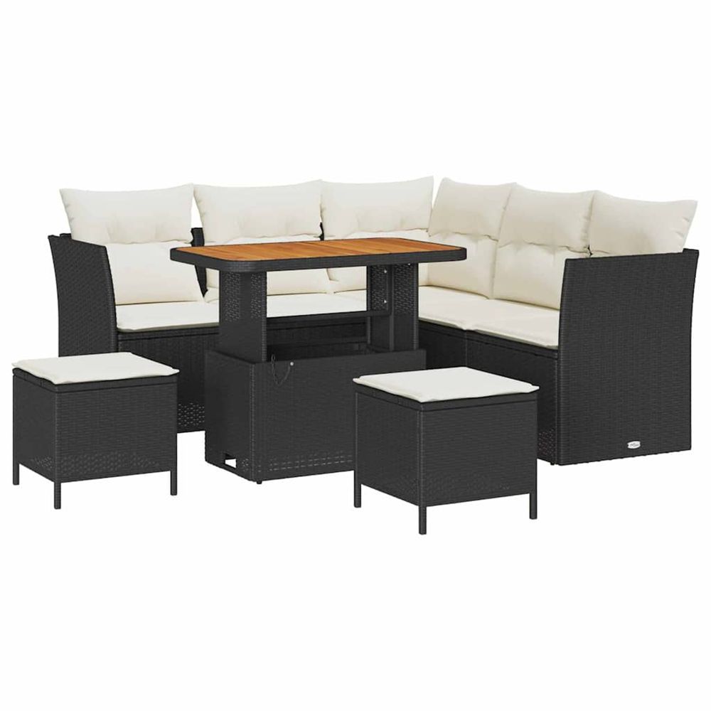 Ensemble de canapé de jardin 8 pc noir polyrotin