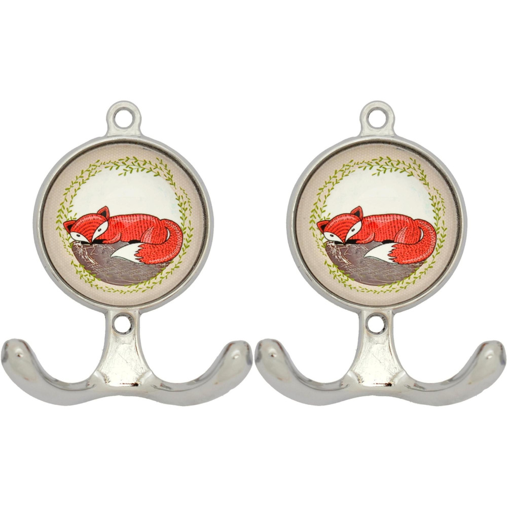 Patère en métal et céramique fox (lot de 2)