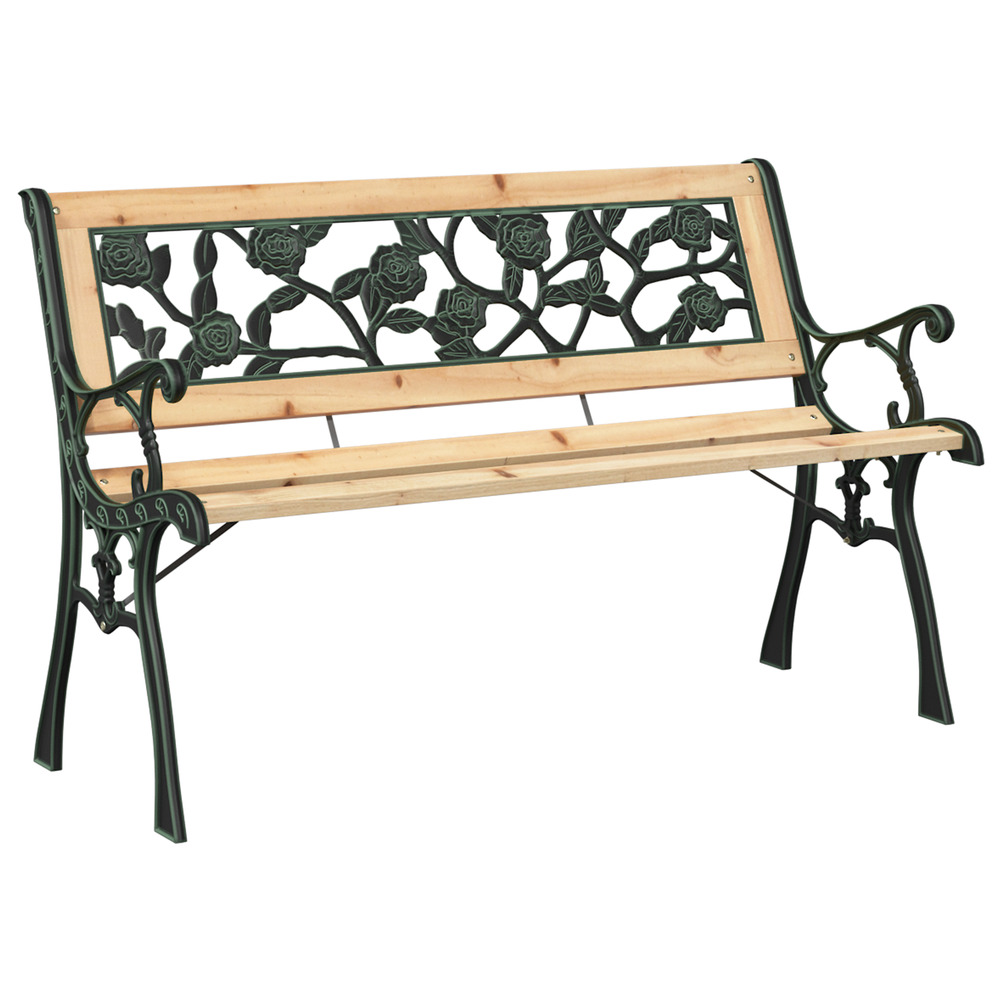 Banc de jardin avec dossier à motif de roses 116 cm en bois