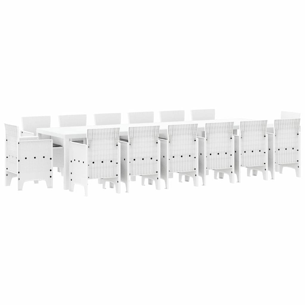 Ensemble de salle à manger pour jardin 15 pcs blanc rattan polt