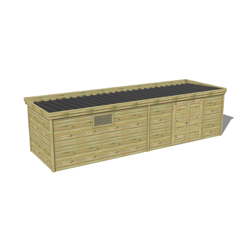 Abri de jardin bois pin traité autoclave 27mm - 8,595x2,64m / 23m2 - bac acier - abri français