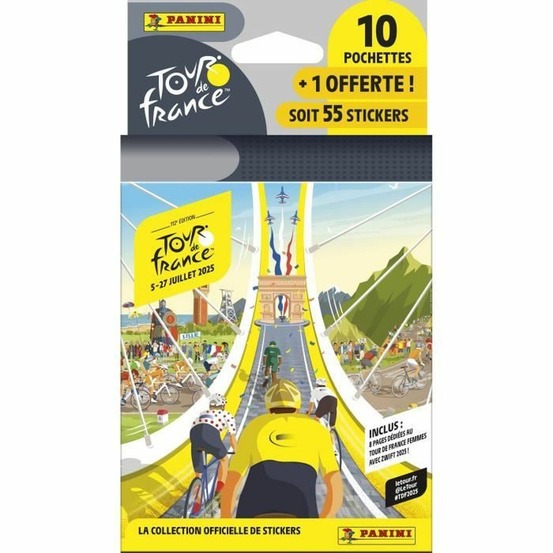 Blister tour de france 2025 10 pochettes + 1 offerte 55 stickers
