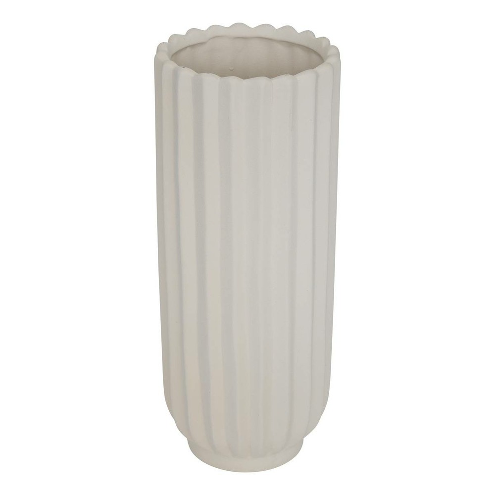 Vase ocea strié en dolomite 15x15x36,5 cm blanc