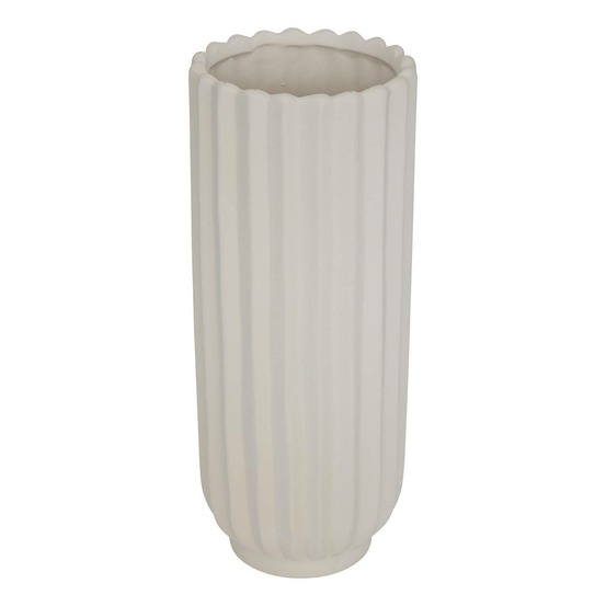 Vase ocea strié en dolomite 15x15x36,5 cm blanc