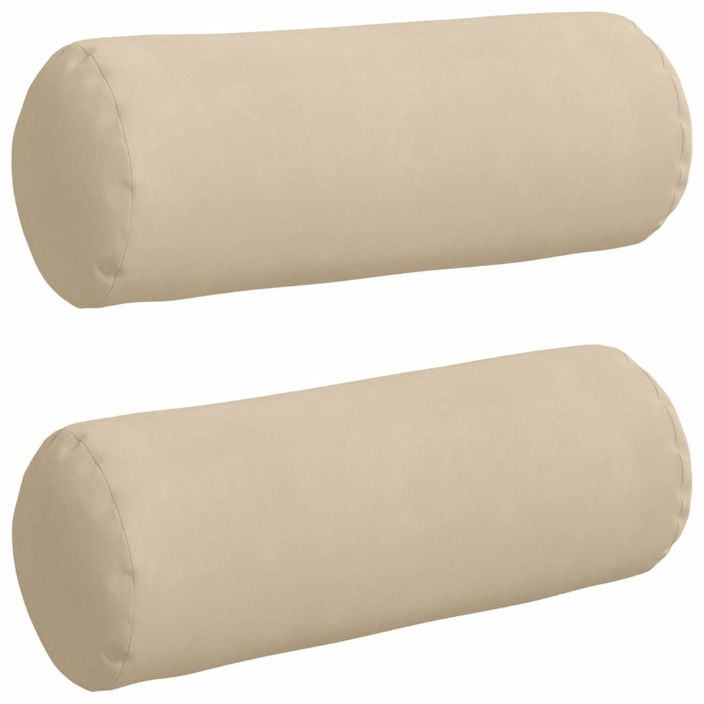 Coussins d'accent 2 pcs crème ø 25 x 70 cm tissu en microfibre