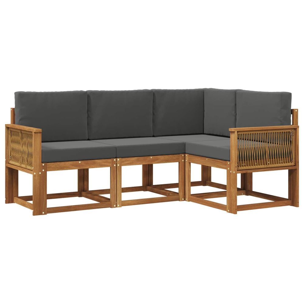 Ensemble de canapés d'extérieur 4 pc naturel et anthracite