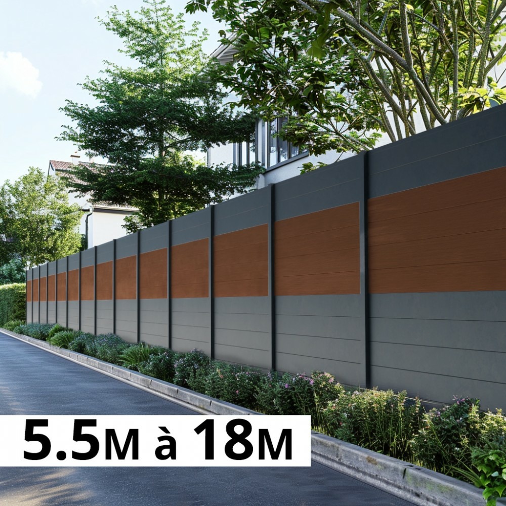 Kit clôture aluminium poteau à sceller - bahia & cruz ipé h-1,8m