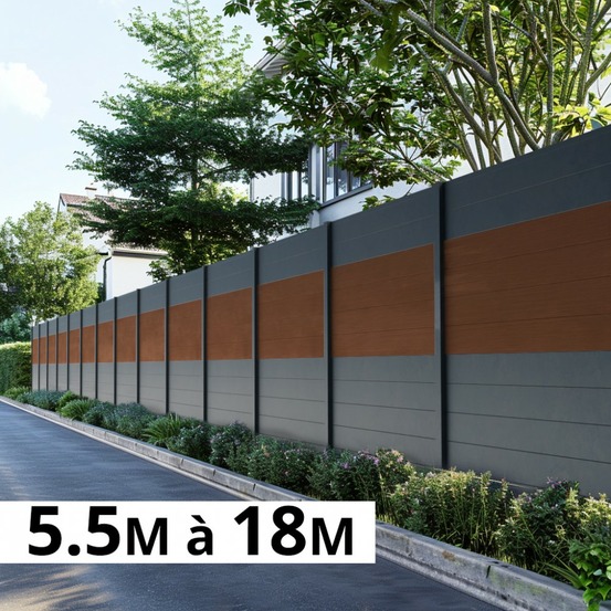 Kit clôture aluminium poteau à sceller - bahia & cruz ipé h-1,8m