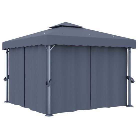 Tonnelle avec rideau 3x3 m Anthracite